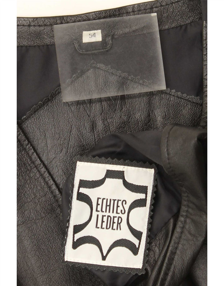 Gilet in pelle da uomo vintage IT 54 XL Nero