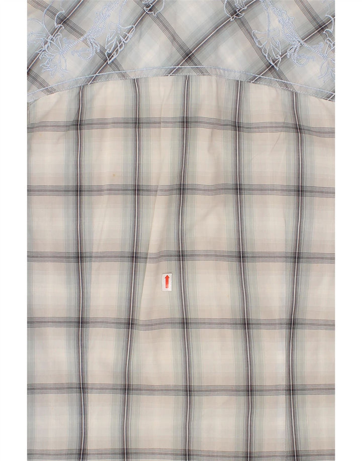 LEE Womens Short Sleeve Shirt UK 14 Large Blue Check Vintage Lee and Second-Hand Lee from Messina Hembry 