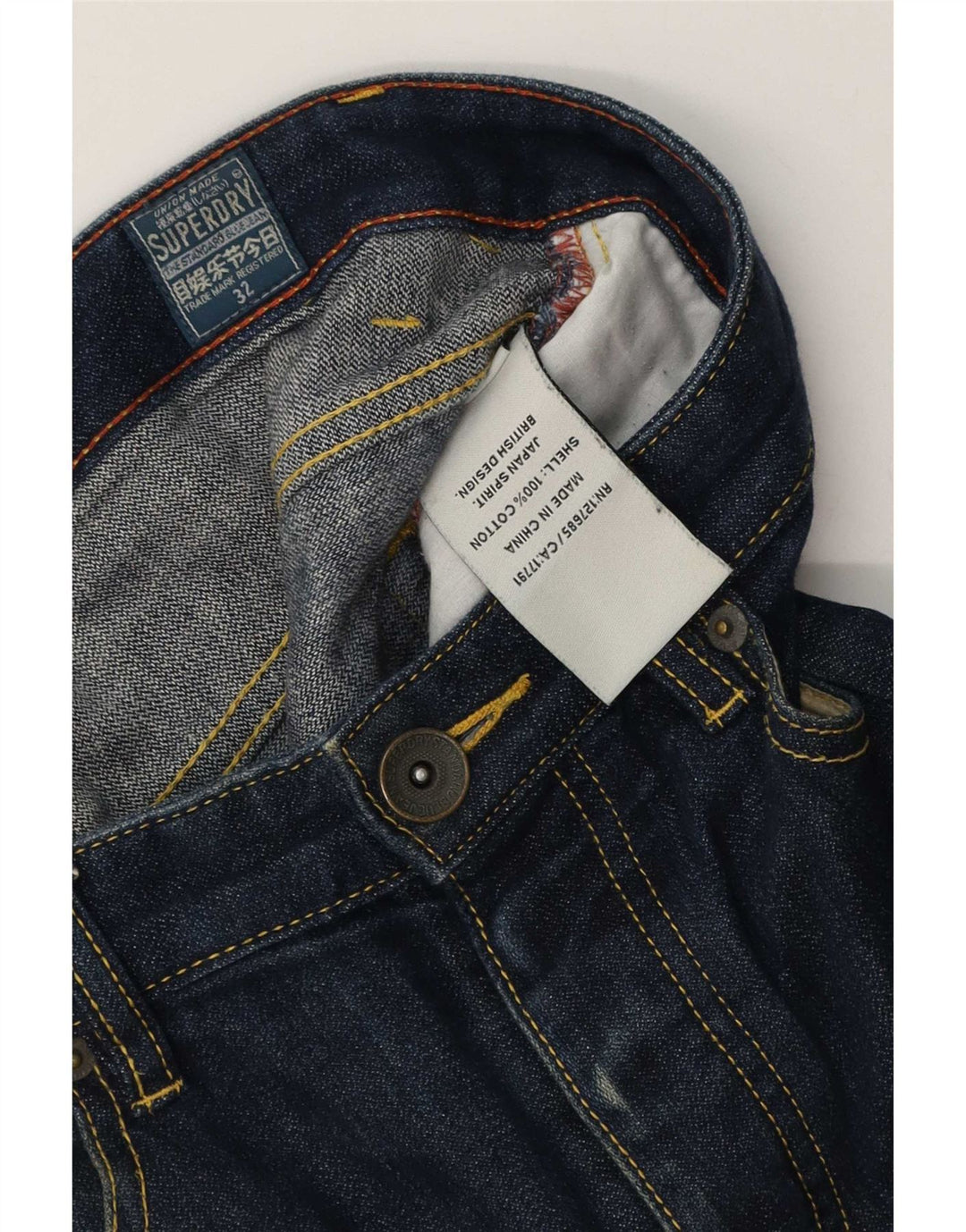 Pantaloncini di jeans da uomo Superdry W32 cotone blu medio