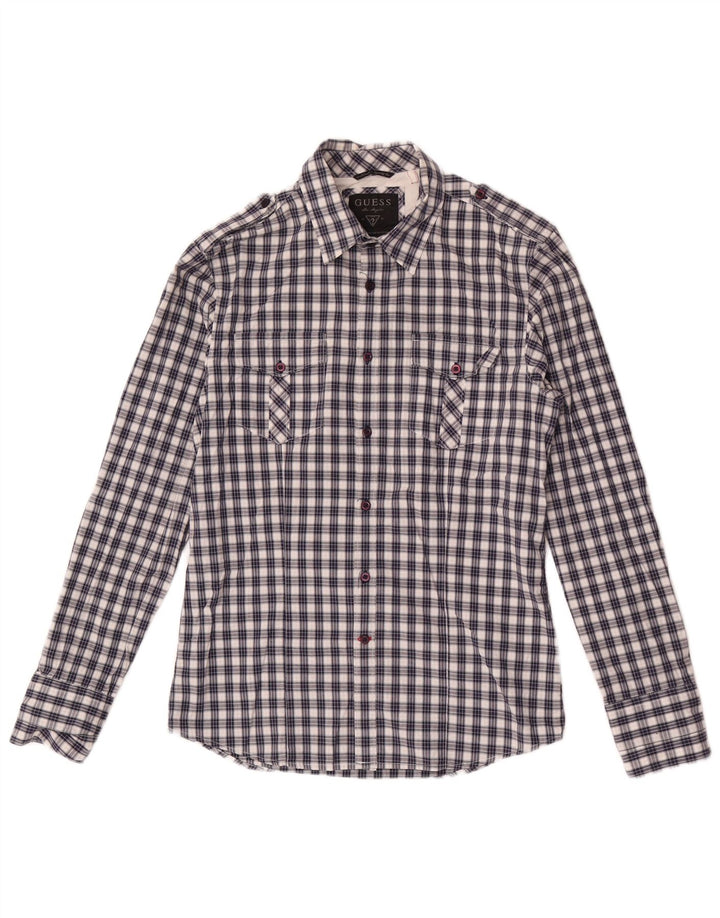 Camicia Guess Uomo Small Blue Check in cotone