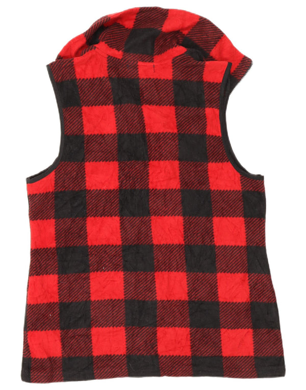 Gilet in pile da donna Chaps UK 14 poliestere a quadretti rosso medio