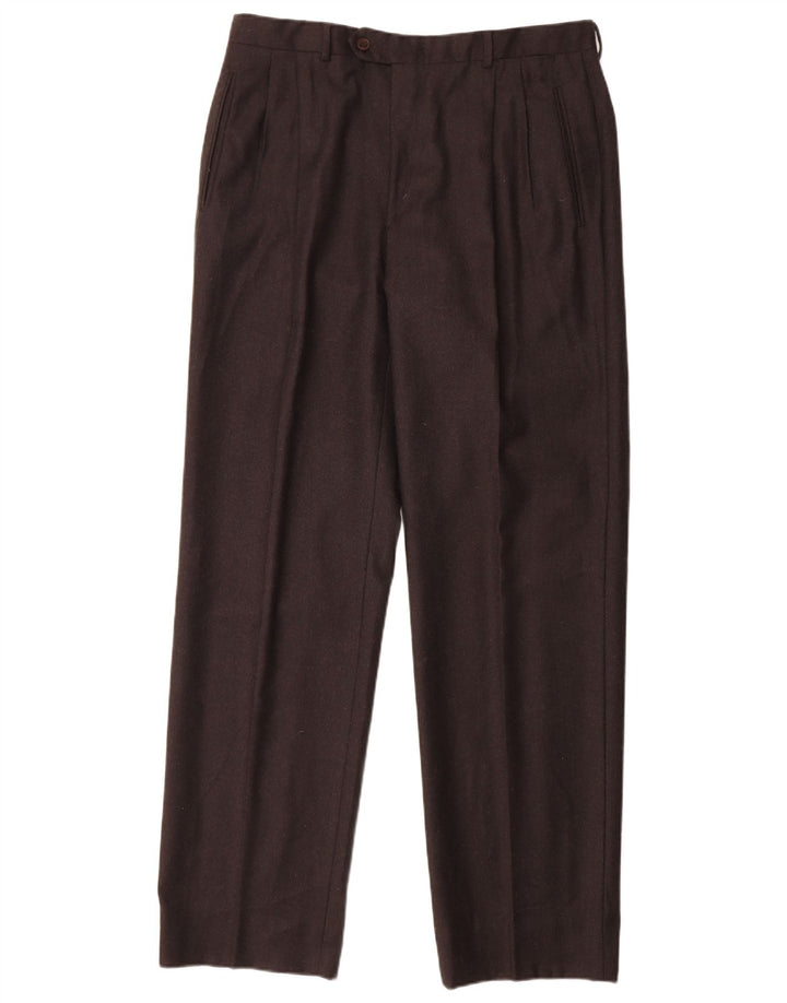 MARCO PLANESIO Pantaloni da Abito da Uomo con Pedge IT 52 XL W34 L33 Lana Nera