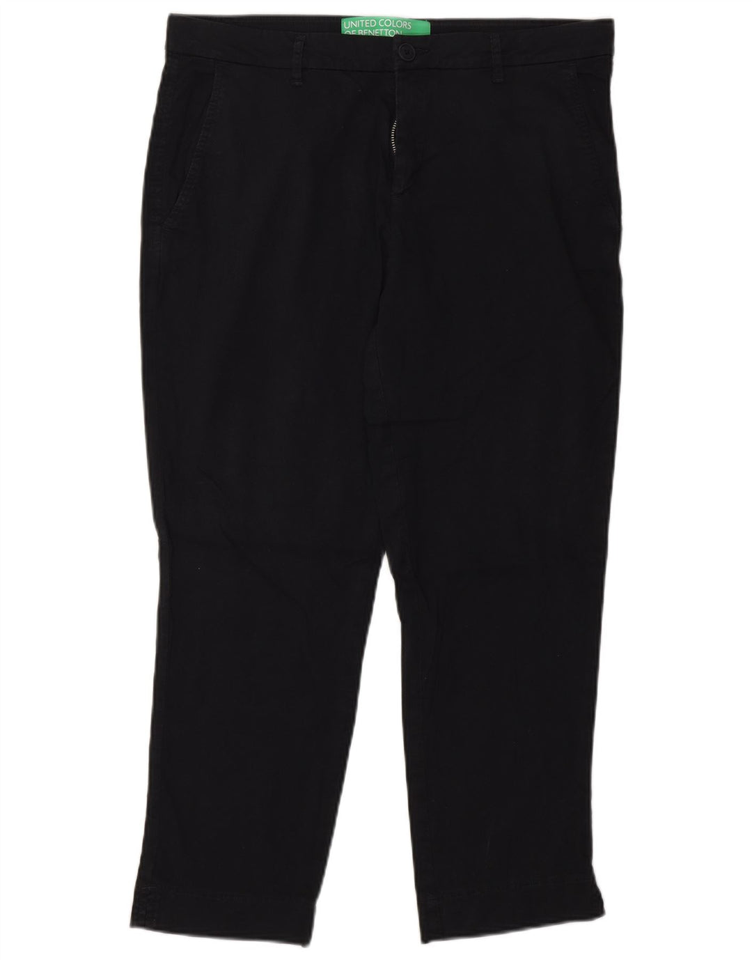 BENETTON Womens Tapered Cropped Trousers W32 L25 Black