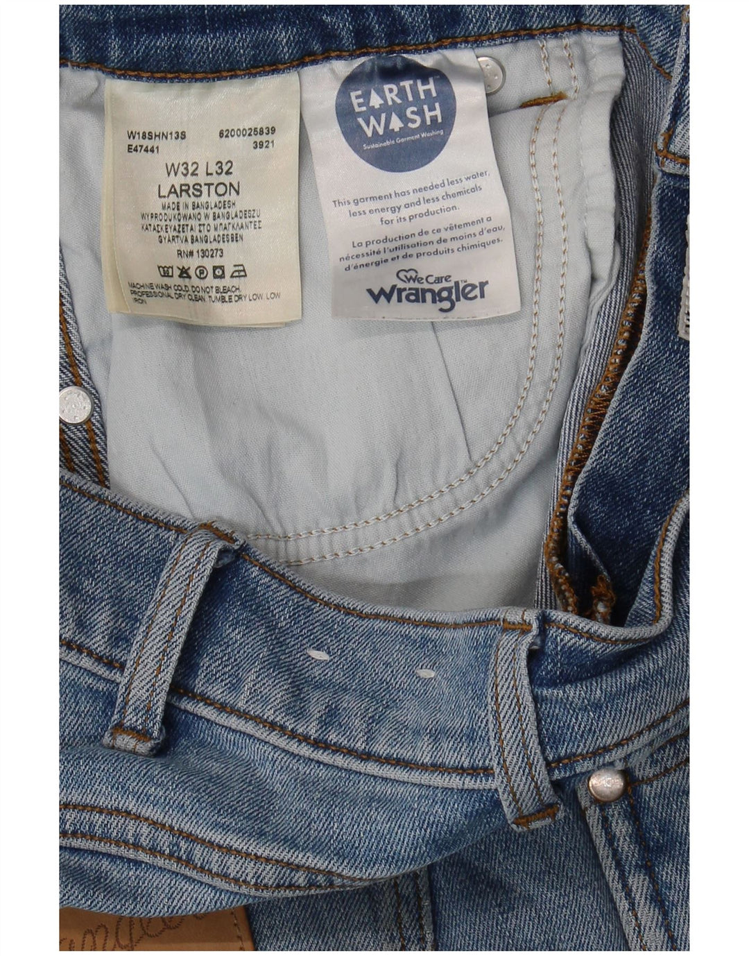 WRANGLER Mens Larston Straight Jeans W32 L29 Blue Cotton