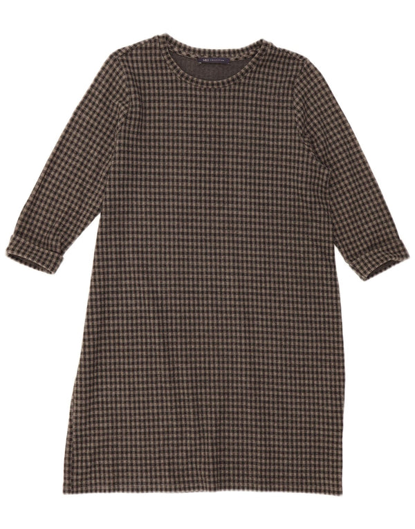 Abito a trapezio con maniche a 3/4 da donna Marks & Spencer UK 16 Large Grey Gingham