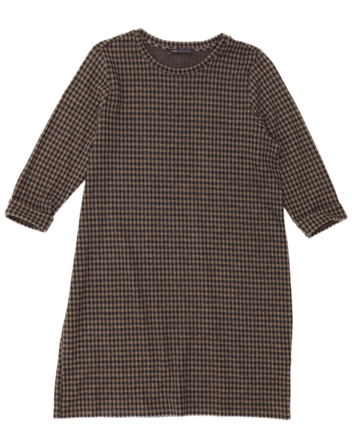 Abito a trapezio con maniche a 3/4 da donna Marks & Spencer UK 16 Large Grey Gingham