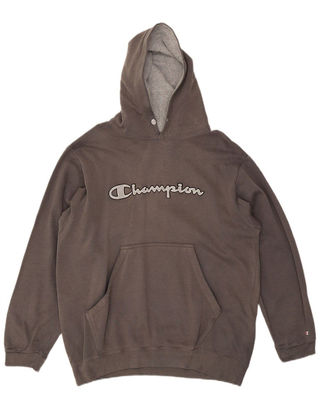 Maglione con cappuccio grafico da uomo CHAMPION in cotone grigio medio