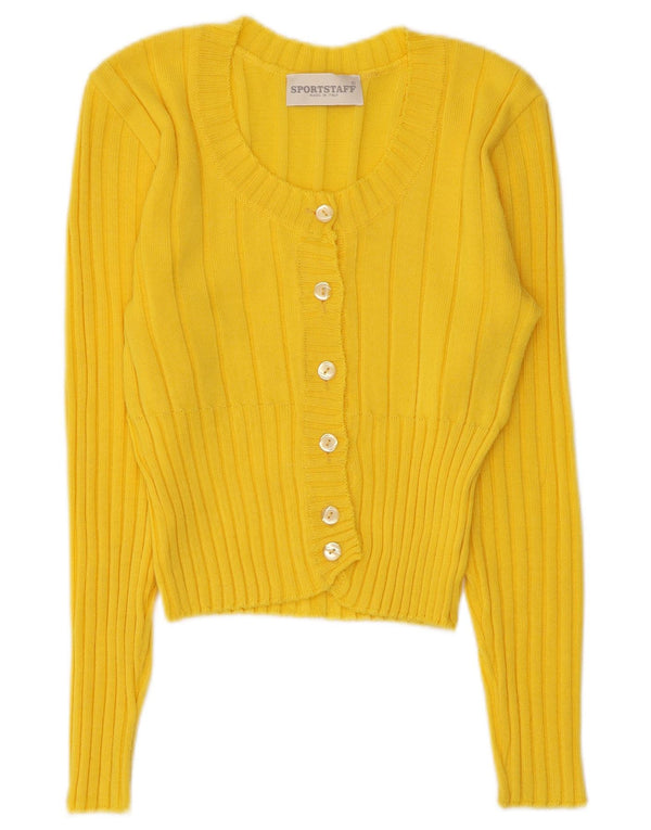 Maglione cardigan corto da donna Sport Staff UK 10 piccolo giallo