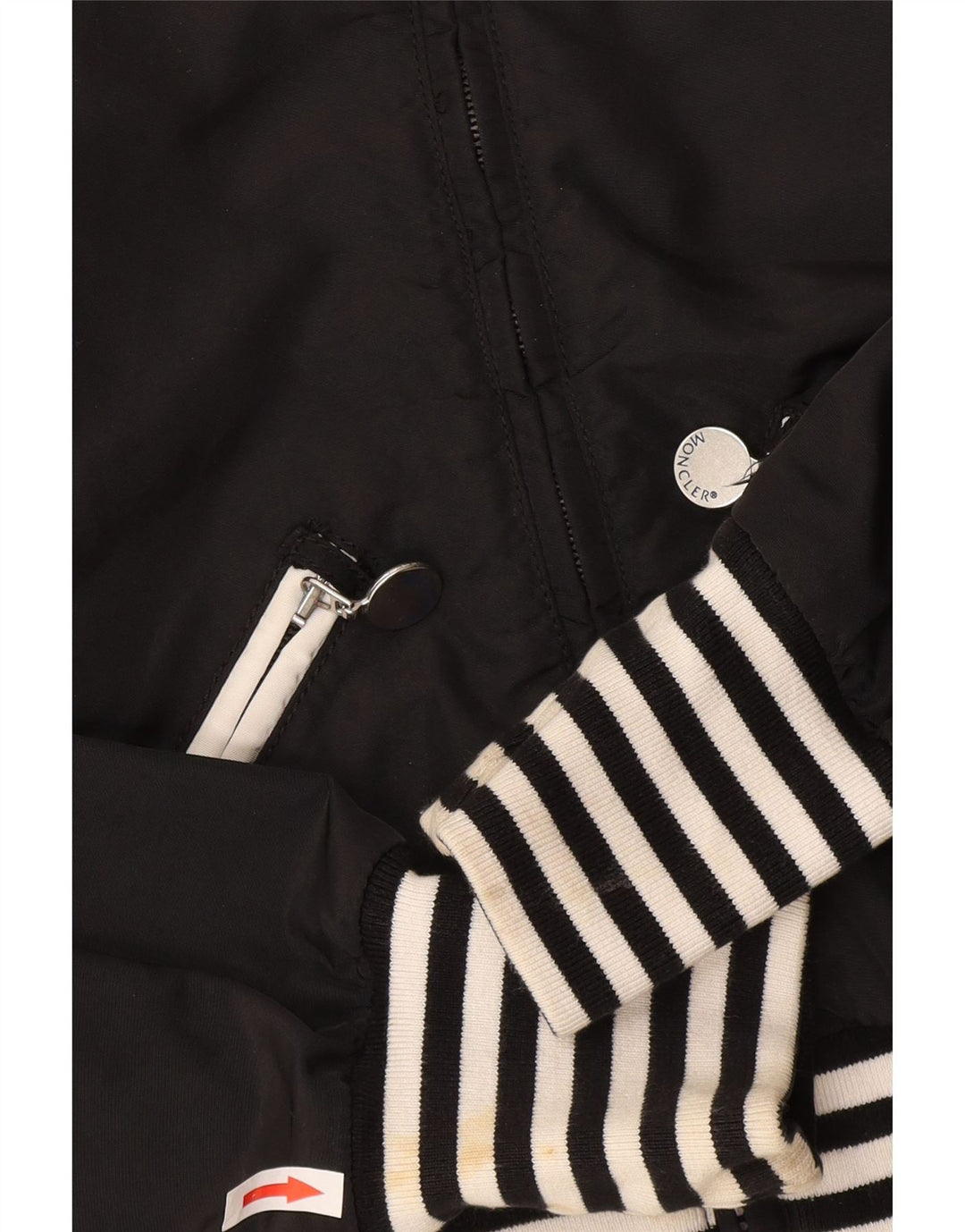 Giubbotto bomber corto Moncler per bambina 9-10 anni in poliammide a righe nere