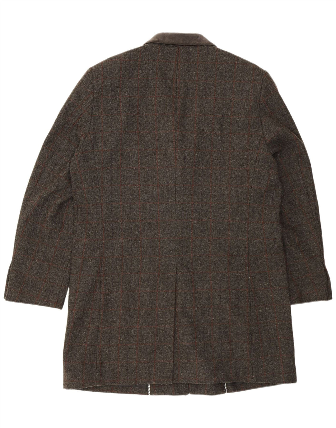 Giacca blazer a 3 bottoni lunga regolare da uomo VINTAGE UK 46 3XL a quadri grigi