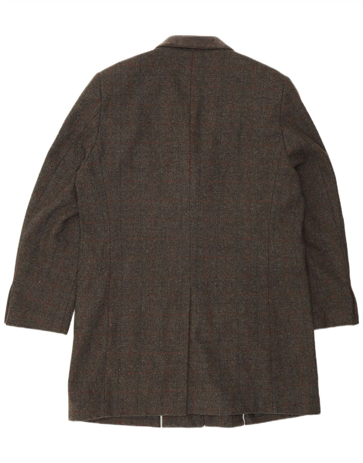 Giacca blazer a 3 bottoni lunga regolare da uomo VINTAGE UK 46 3XL a quadri grigi