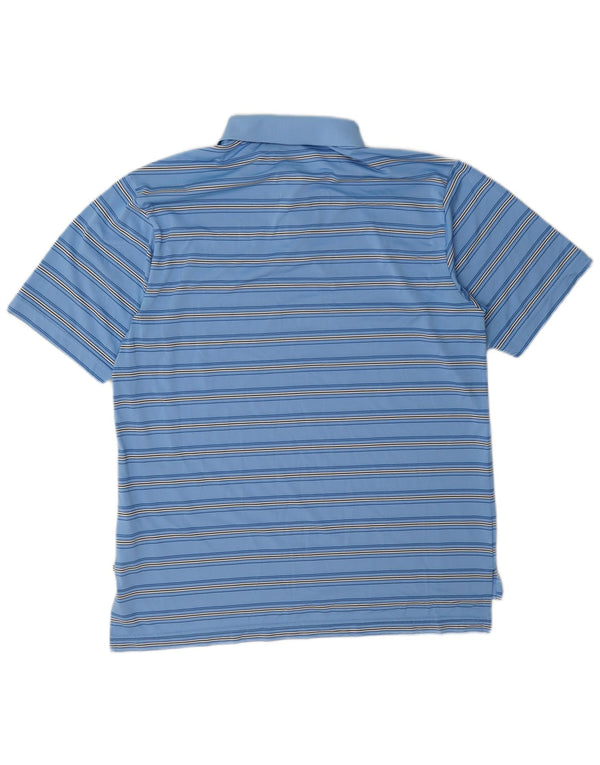 Polo Adidas da uomo grande in poliestere a righe blu