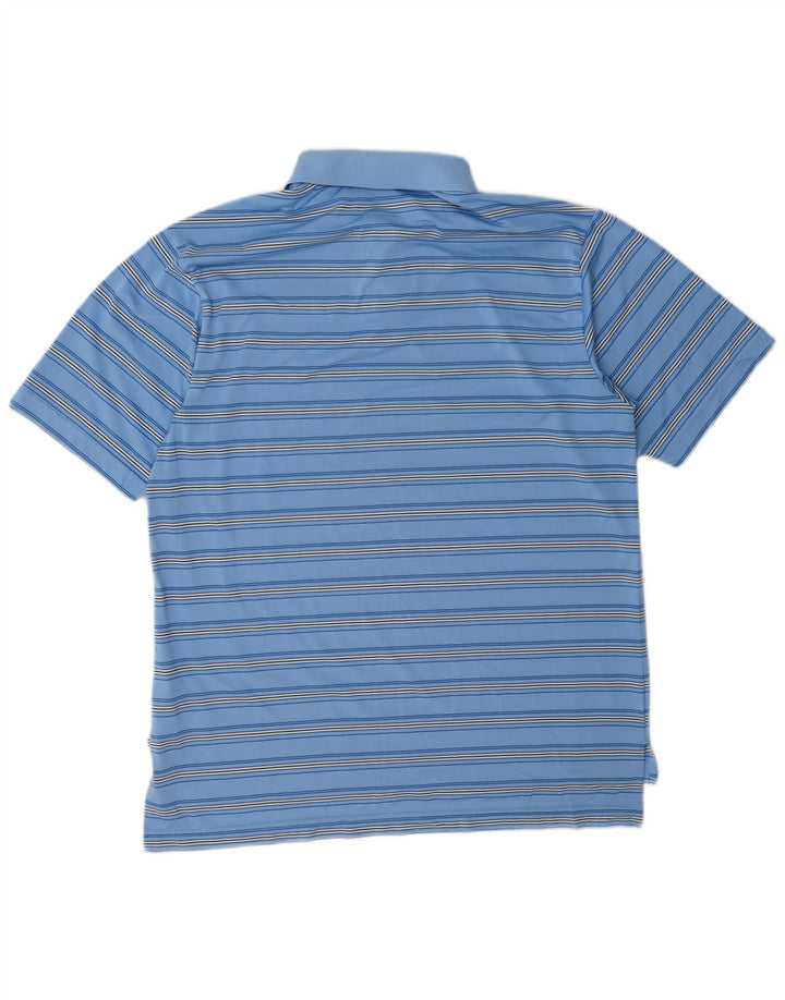 Polo Adidas da uomo grande in poliestere a righe blu