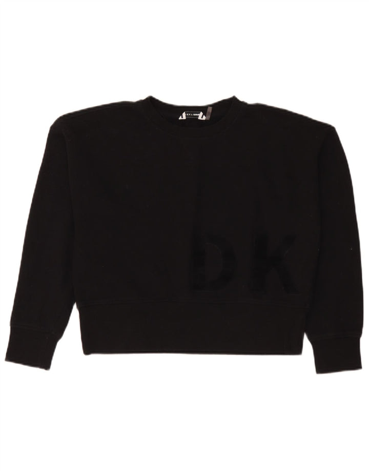 Felpa da donna con grafica corta oversize Dkny, taglia UK 10, piccola, nera