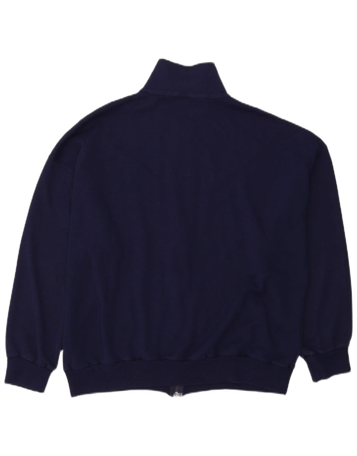 Giacca da ginnastica vintage da uomo XL in acrilico a strisce blu navy