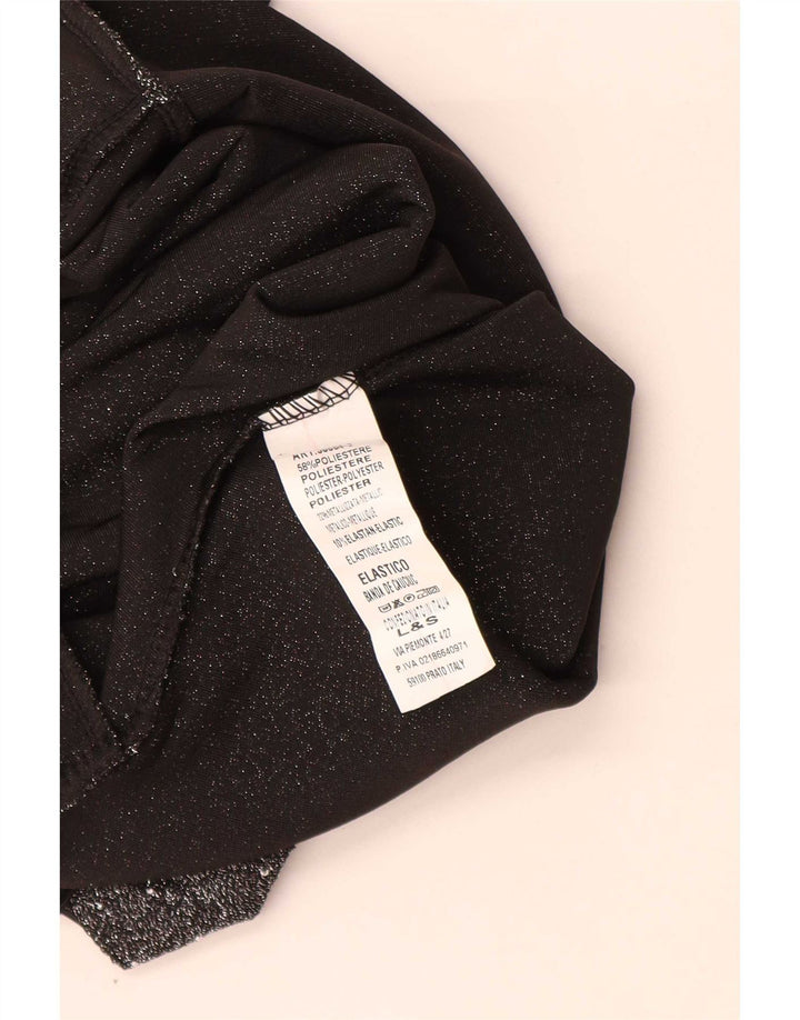 Body senza maniche vintage da donna UK 8 piccolo poliestere chiazzato nero