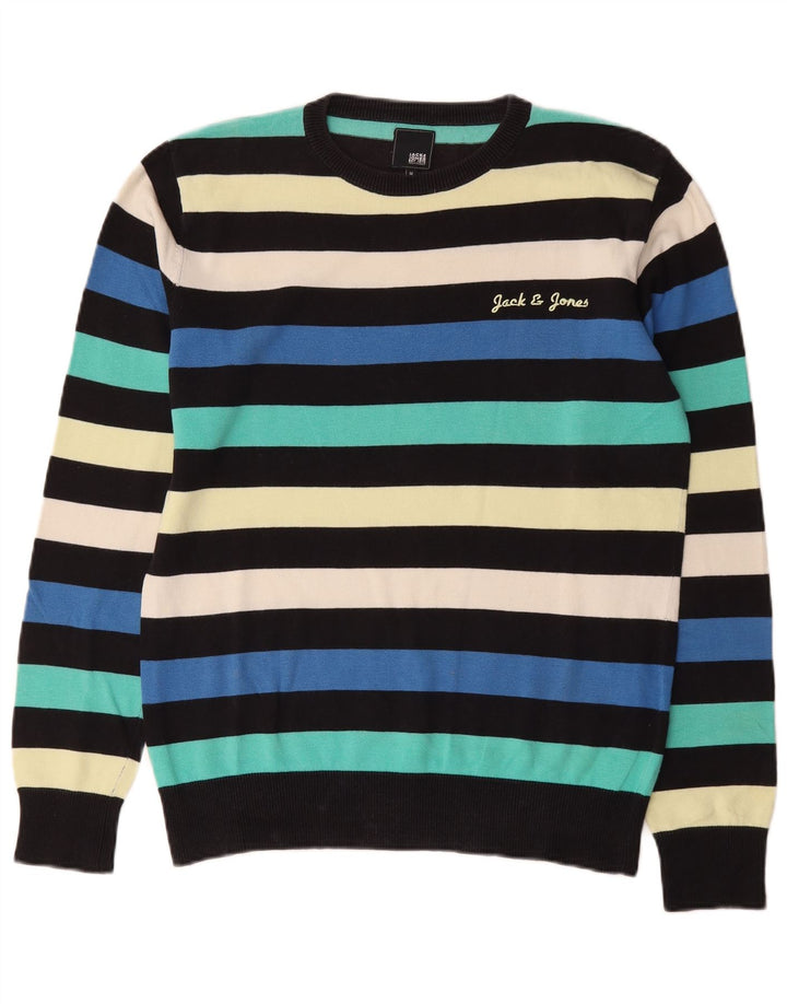 Jack & Jones Maglione girocollo da uomo a righe medie multicolore