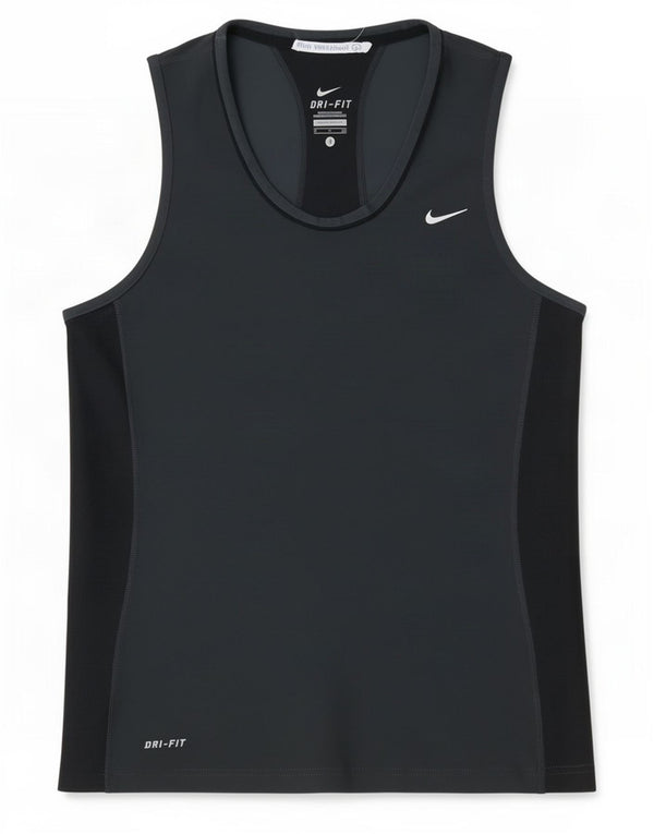 Canotta Nike Dri Fit da donna UK 10 Small Blu Navy Colourblock Poliestere