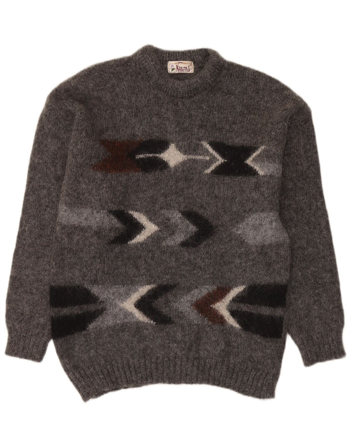 Maglione maglione girocollo da uomo Nagpal grigio medio geometrico