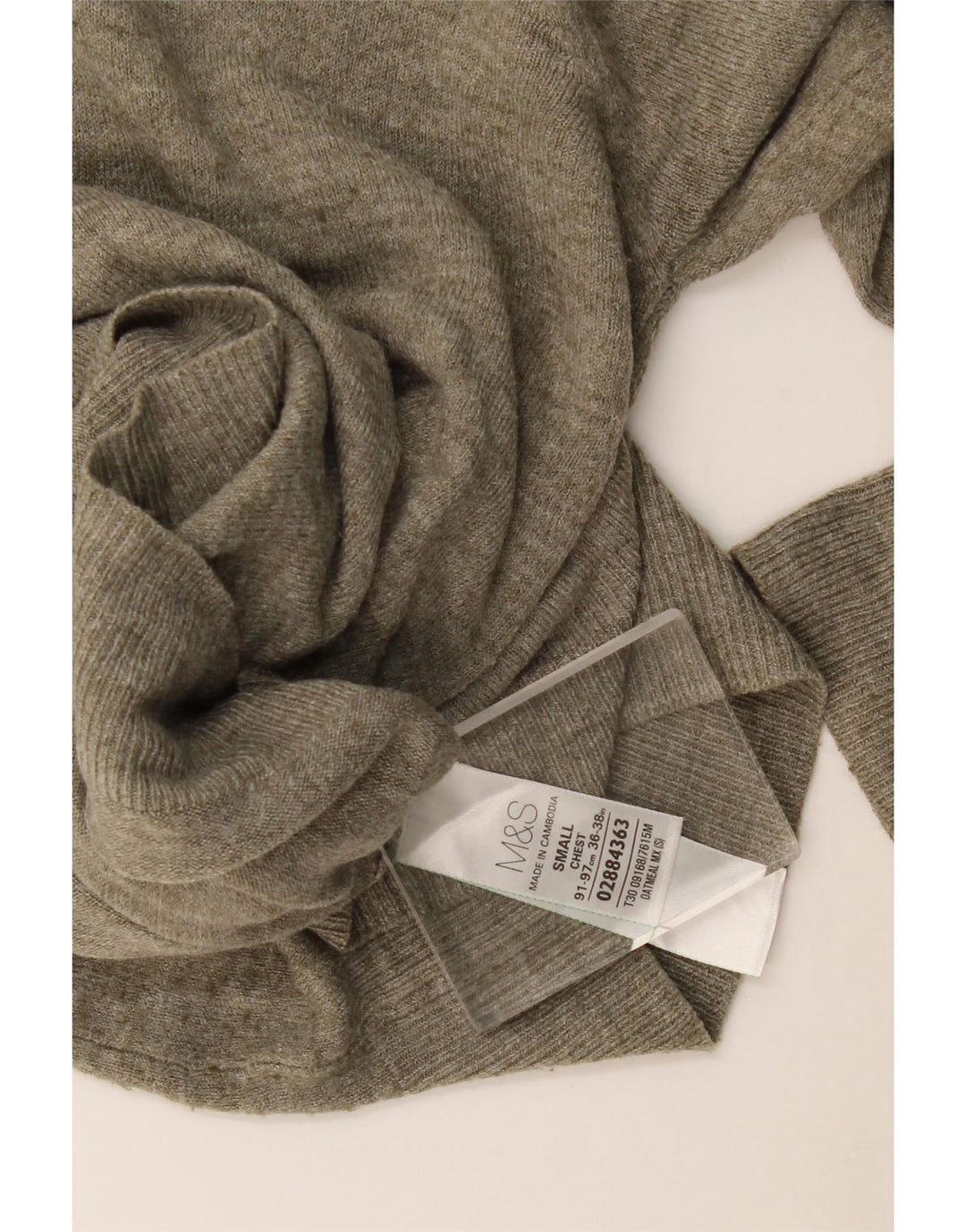 Maglione da uomo con scollo a V Marks & Spencer piccolo acrilico screziato kaki