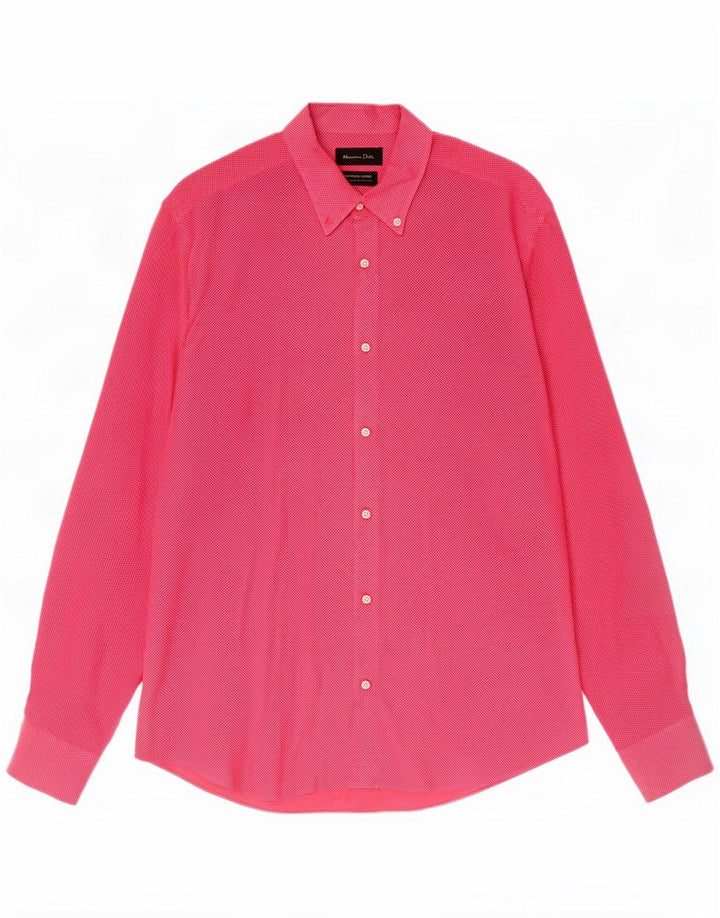 Massimo Dutti Camicia da uomo in lino maculato rosa medio