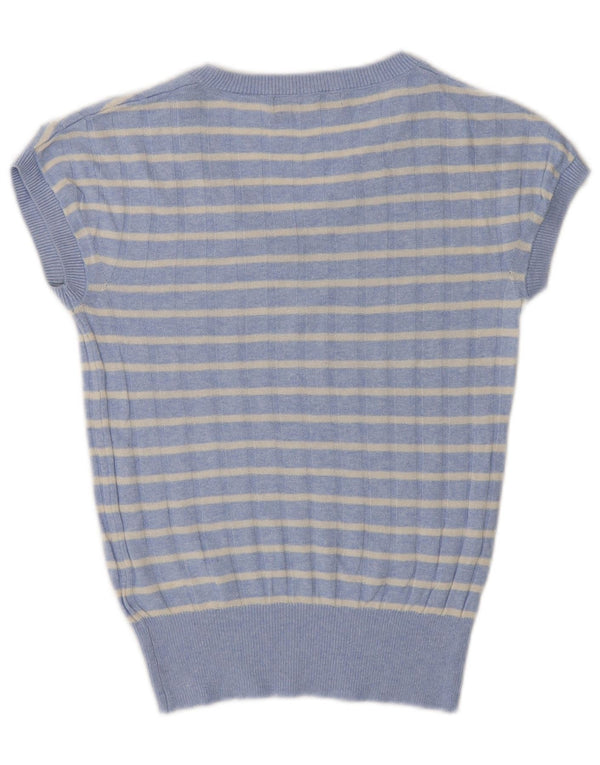 Maglione maglione con scollo a V da donna Marks & Spencer UK 6 XS a righe blu