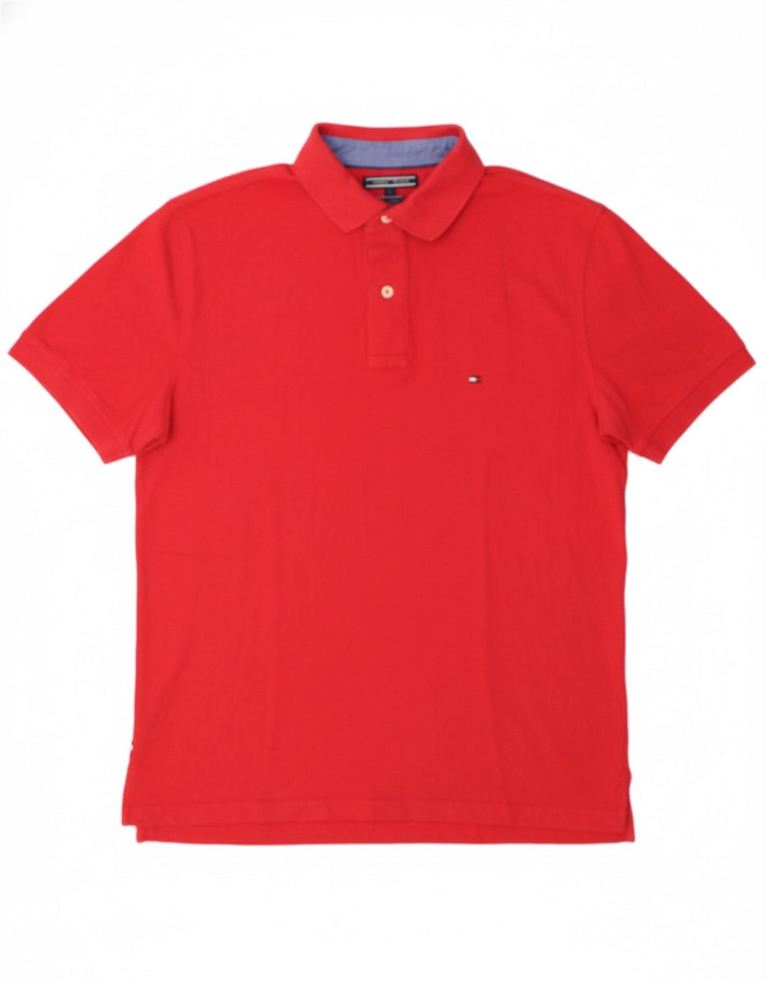 TOMMY HILFIGER Mens Polo Shirt Large Red Cotton