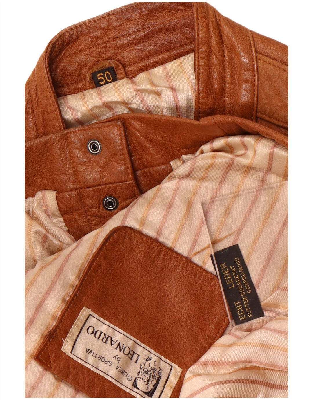 Gilet in pelle militare da uomo Leonardo EU 50 grande in pelle marrone