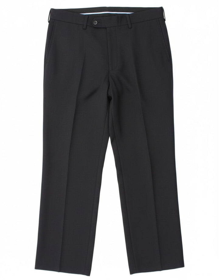 DOUGLAS Mens Slim Suit Trousers W36 L26 Navy Blue Polyester