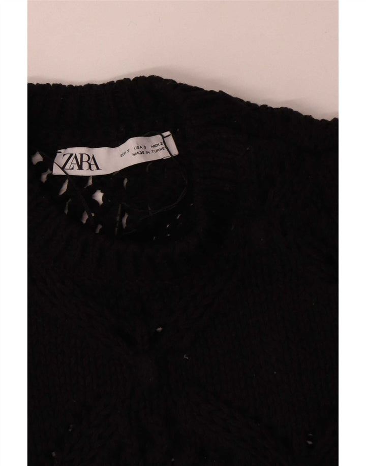 Zara, camicetta corta in maglia senza maniche da donna, taglia UK 10, piccola, in poliestere nero