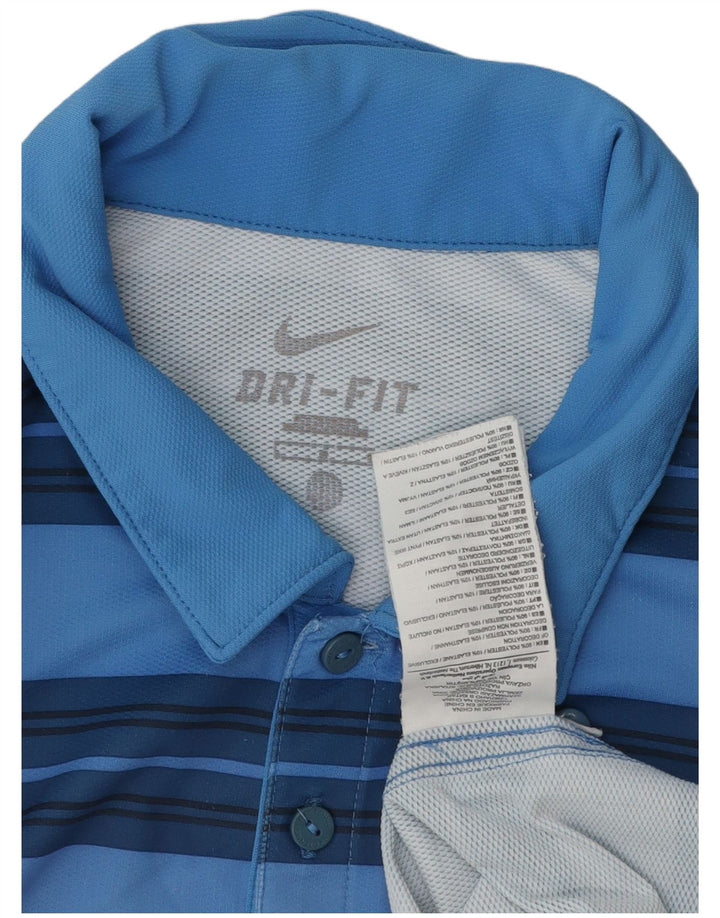 Polo Nike da uomo Dri Fit grande in poliestere a righe blu