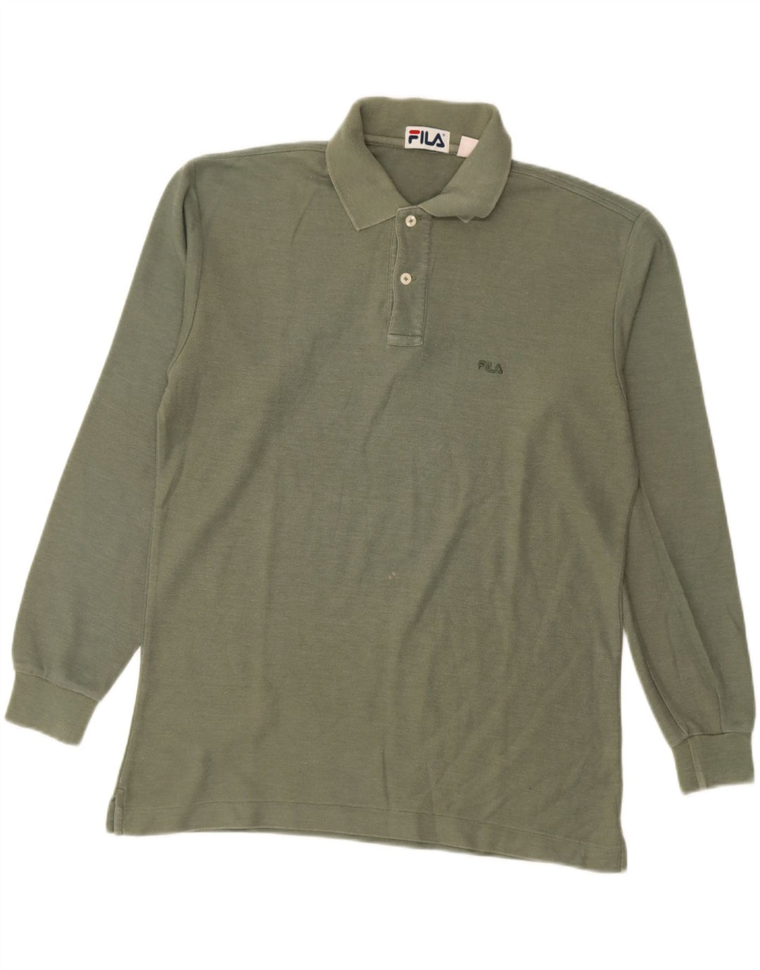 Polo Fila Uomo Manica Lunga IT 48 Cotone Verde Medio