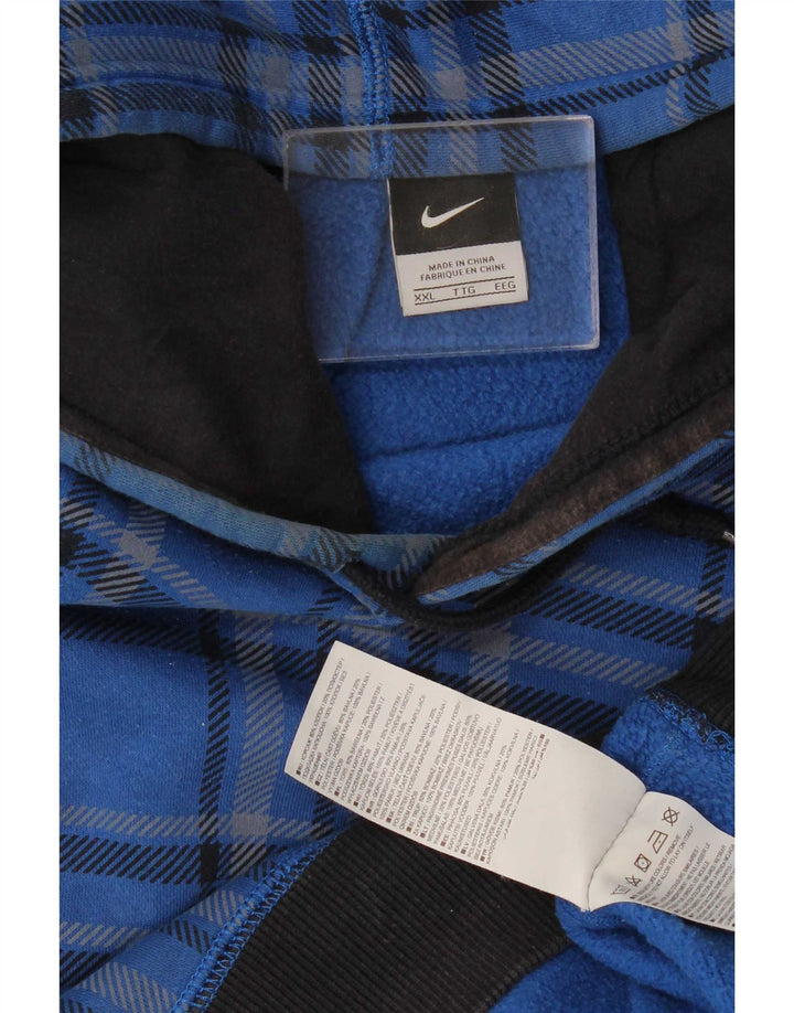 Felpa con cappuccio da uomo Nike 2XL in cotone a quadri blu