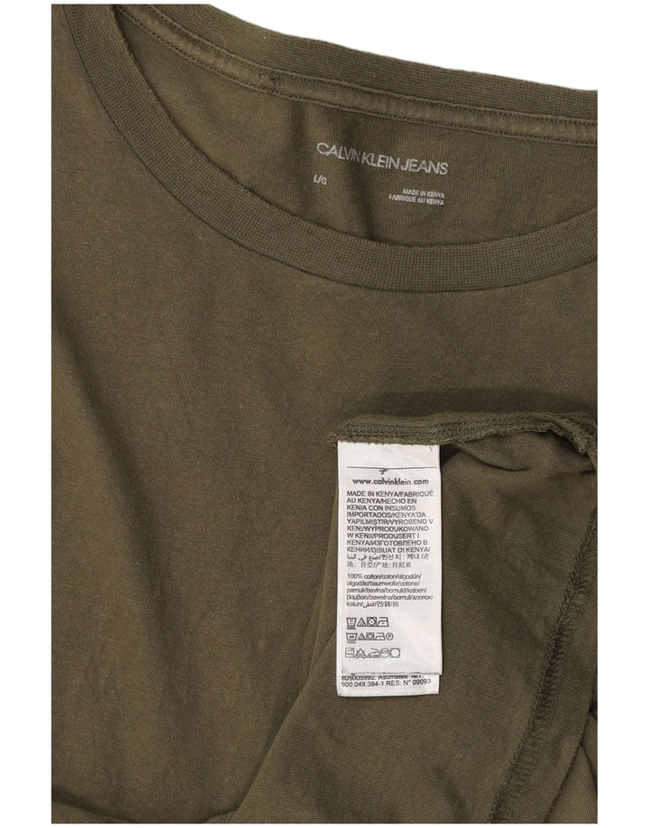 CALVIN KLEIN JEANS T-shirt grafica da uomo Top Large in cotone kaki