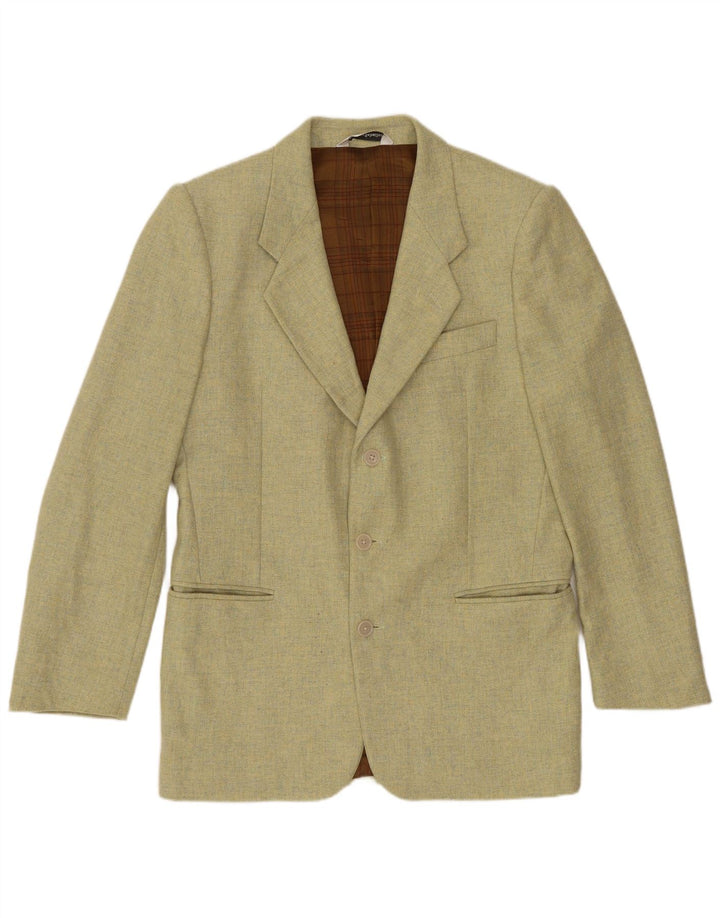 Giacca blazer da uomo a 3 bottoni VINTAGE IT 46 piccola in lana verde
