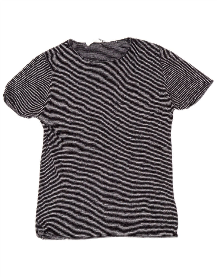 T-shirt Zara da donna Top UK 12 Medium Navy Blue Striped Modal