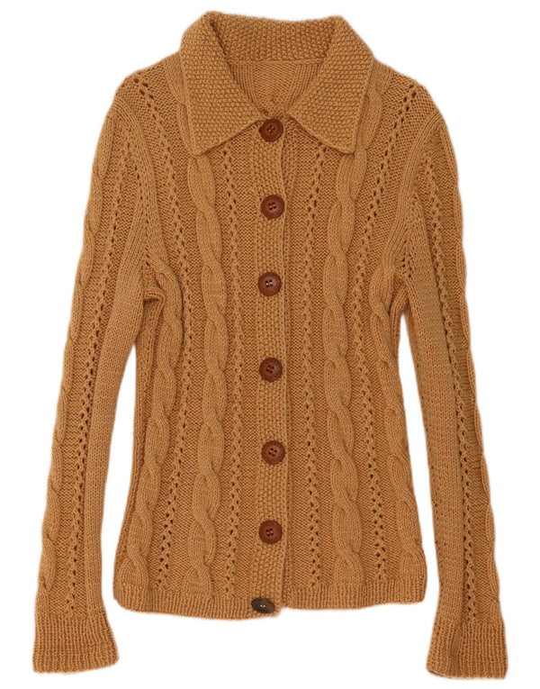 Maglione cardigan da donna vintage UK 10 piccolo beige