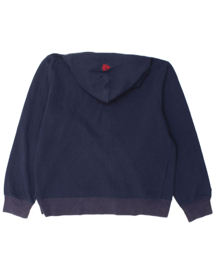 RALPH LAUREN Maglione con cappuccio e zip con grafica ampia da uomo blu navy medio