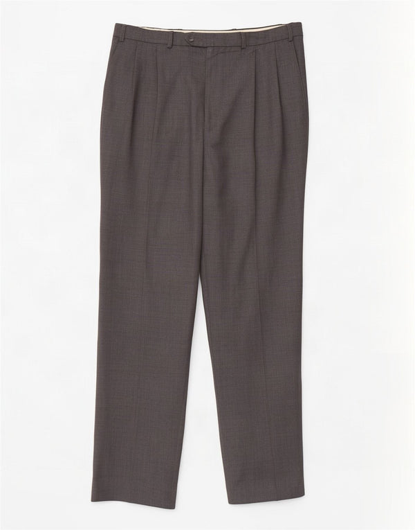 Pantaloni da abito con pegging da uomo Marks & Spencer W38 L33 lana grigia