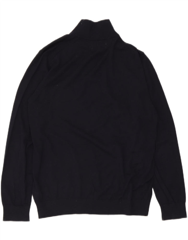 Maglione da uomo Marks & Spencer con zip e collo grande in lana blu navy
