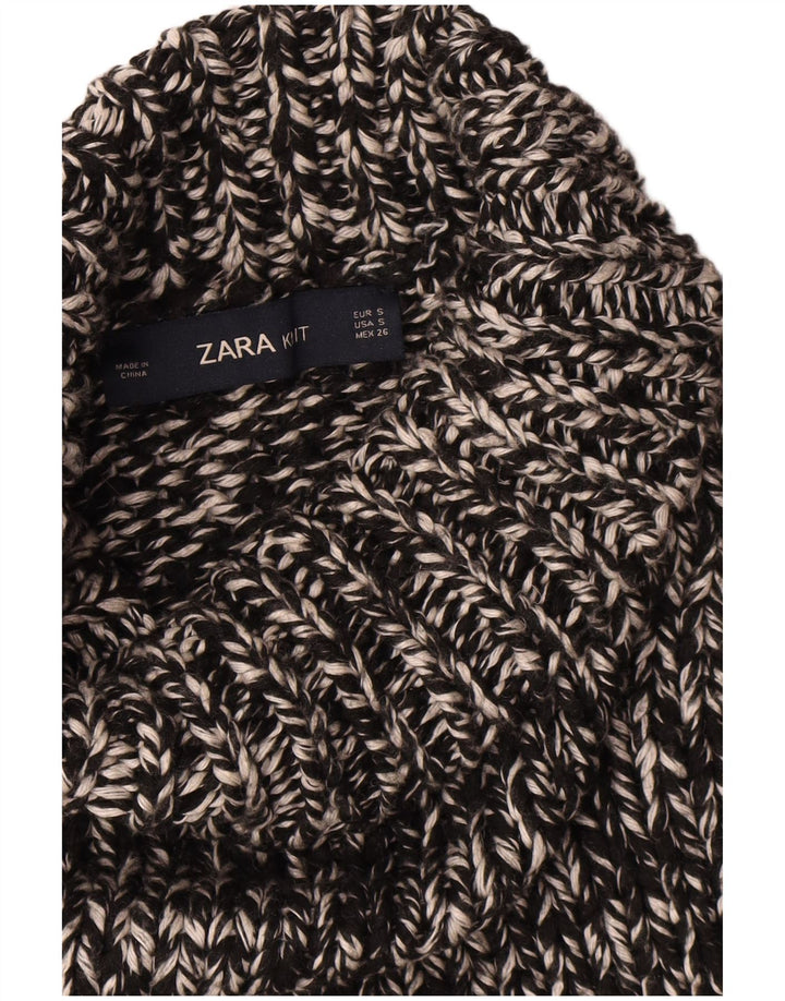 Maglione maglione oversize a collo alto da donna Zara UK 10 piccolo nero chiazzato
