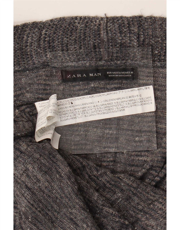 Maglione cardigan aperto da uomo Zara in acrilico puntinato grigio medio