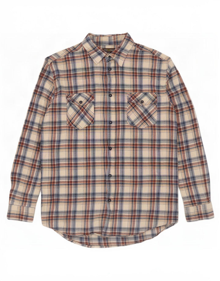 Atlas For Men Camicia da uomo in flanella a quadri beige medio
