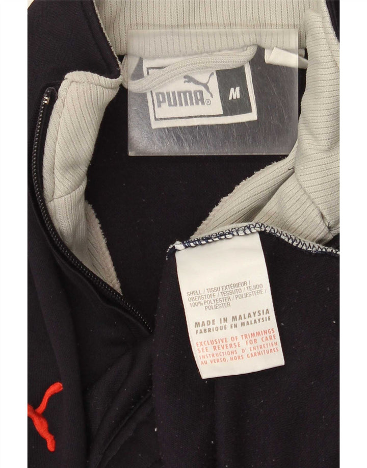 Felpa Puma da uomo con zip e collo, media, in poliestere color block blu navy