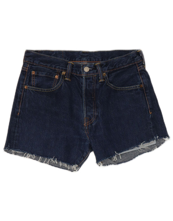 Pantaloncini di jeans invecchiati 501 Levi's da donna W28 cotone blu navy medio