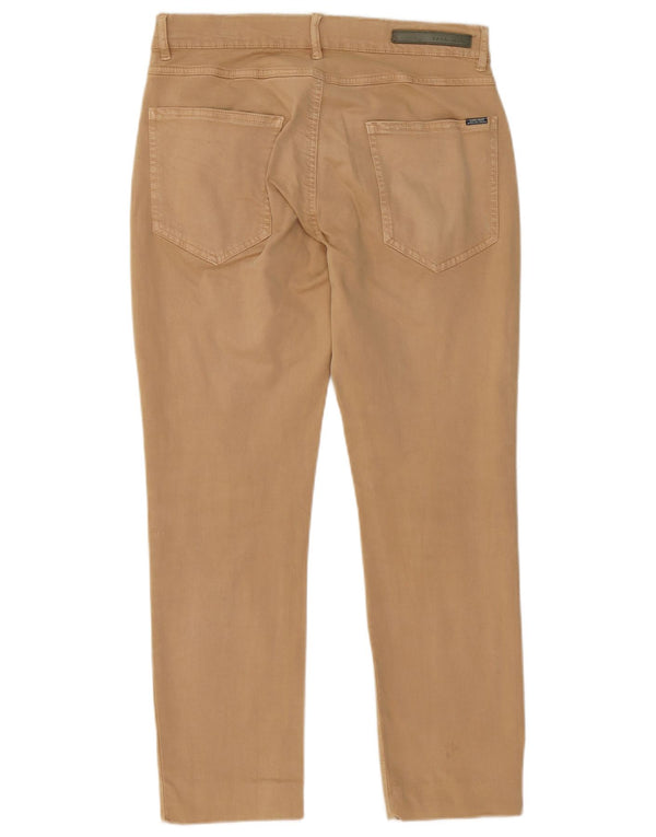 Zara Womens Slim Casual Trousers EU 42 Large W32 L30 Beige Cotton