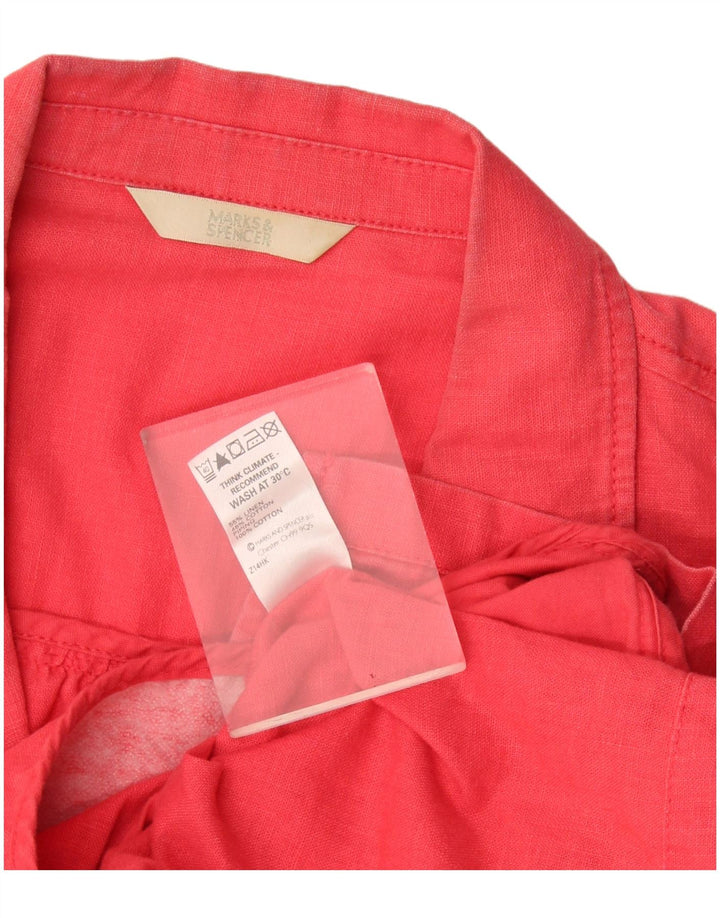 Giacca blazer da donna Marks & Spencer con maniche a 3/4 e 1 bottone UK 18 XL Lino rosso