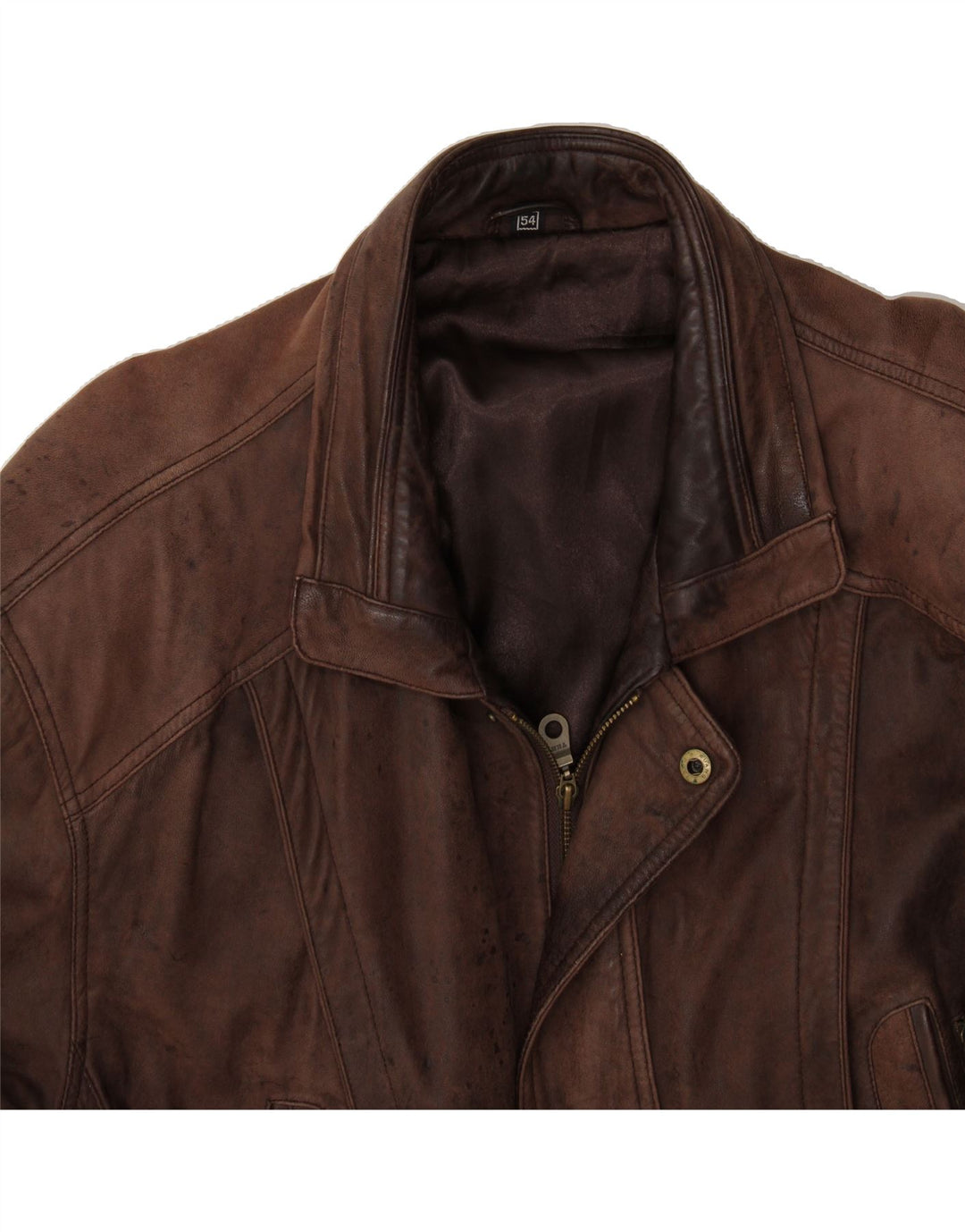 VINTAGE Mens Leather Coat IT 54 2XL Brown Leather Vintage Vintage and Second-Hand Vintage from Messina Hembry 