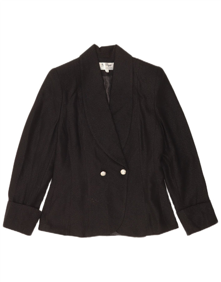 Giacca blazer doppiopetto vintage da donna IT 42 media a righe nere