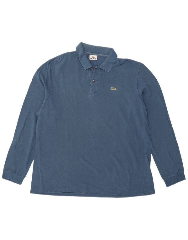 Polo da uomo a maniche lunghe Lacoste taglia 7 2XL cotone blu